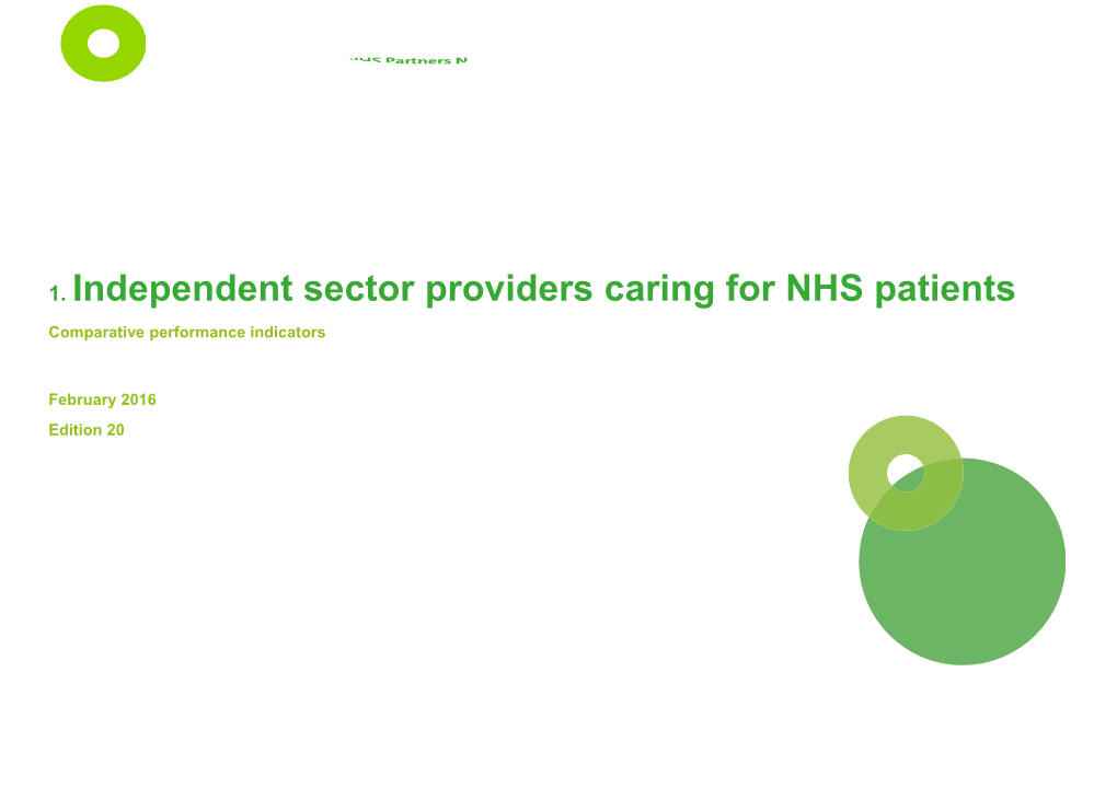 Independent Sector Providers Caring for NHS Patients