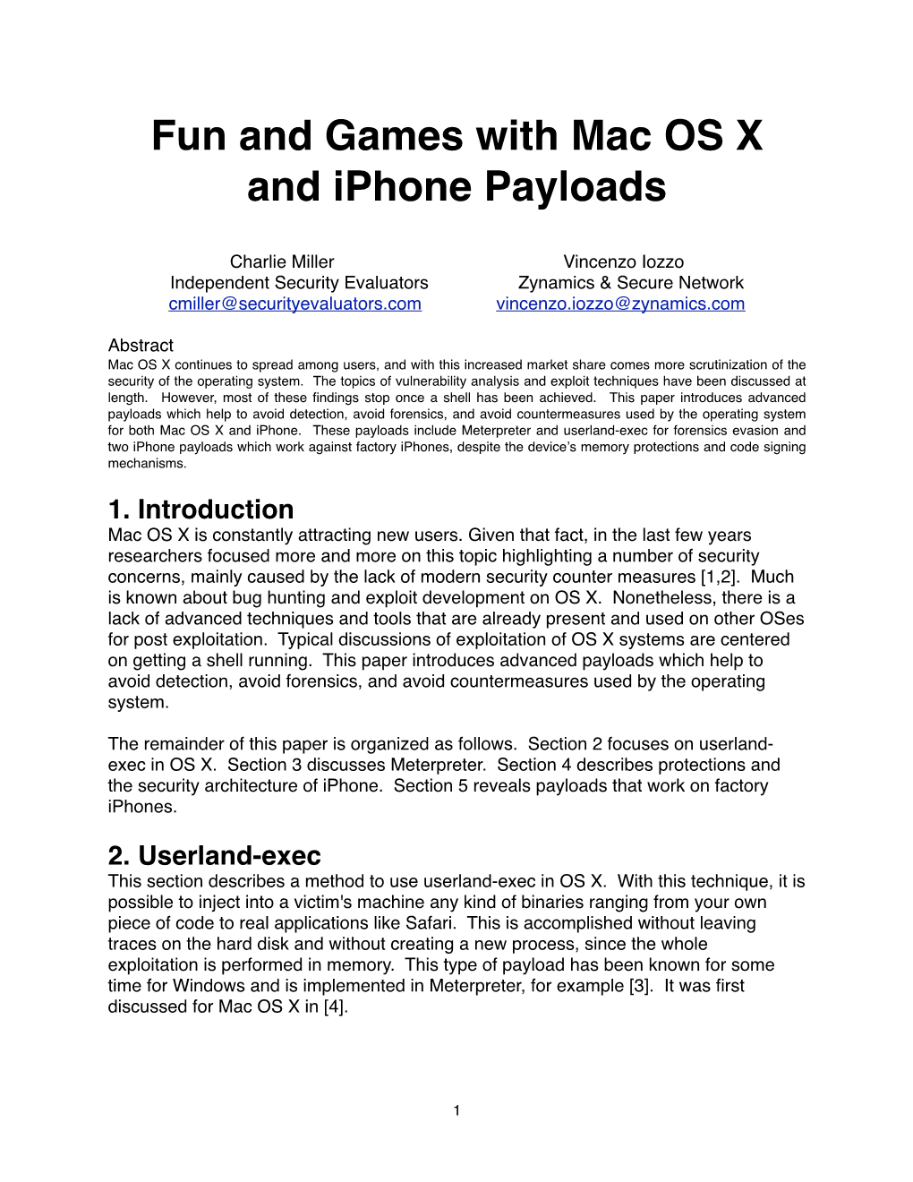Fun and Games with Mac OS X and Iphone Payloads