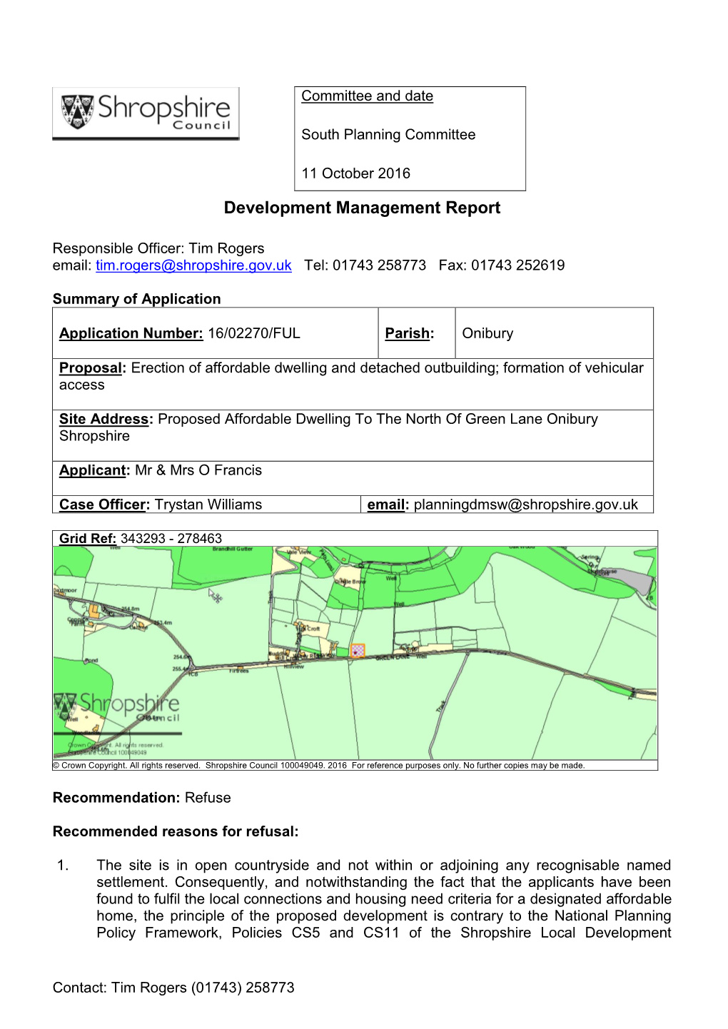 Proposed Affordable Dwelling to the North of Green Lane Onibury Shropshire