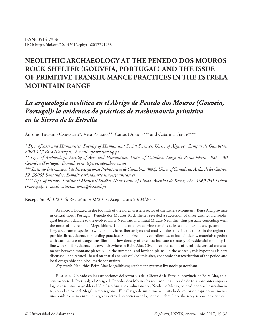 Neolithic Archaeology at the Penedo Dos Mouros Rock-Shelter (Gouveia, Portugal) and the Issue of Primitive Transhumance Practices in the Estrela Mountain Range