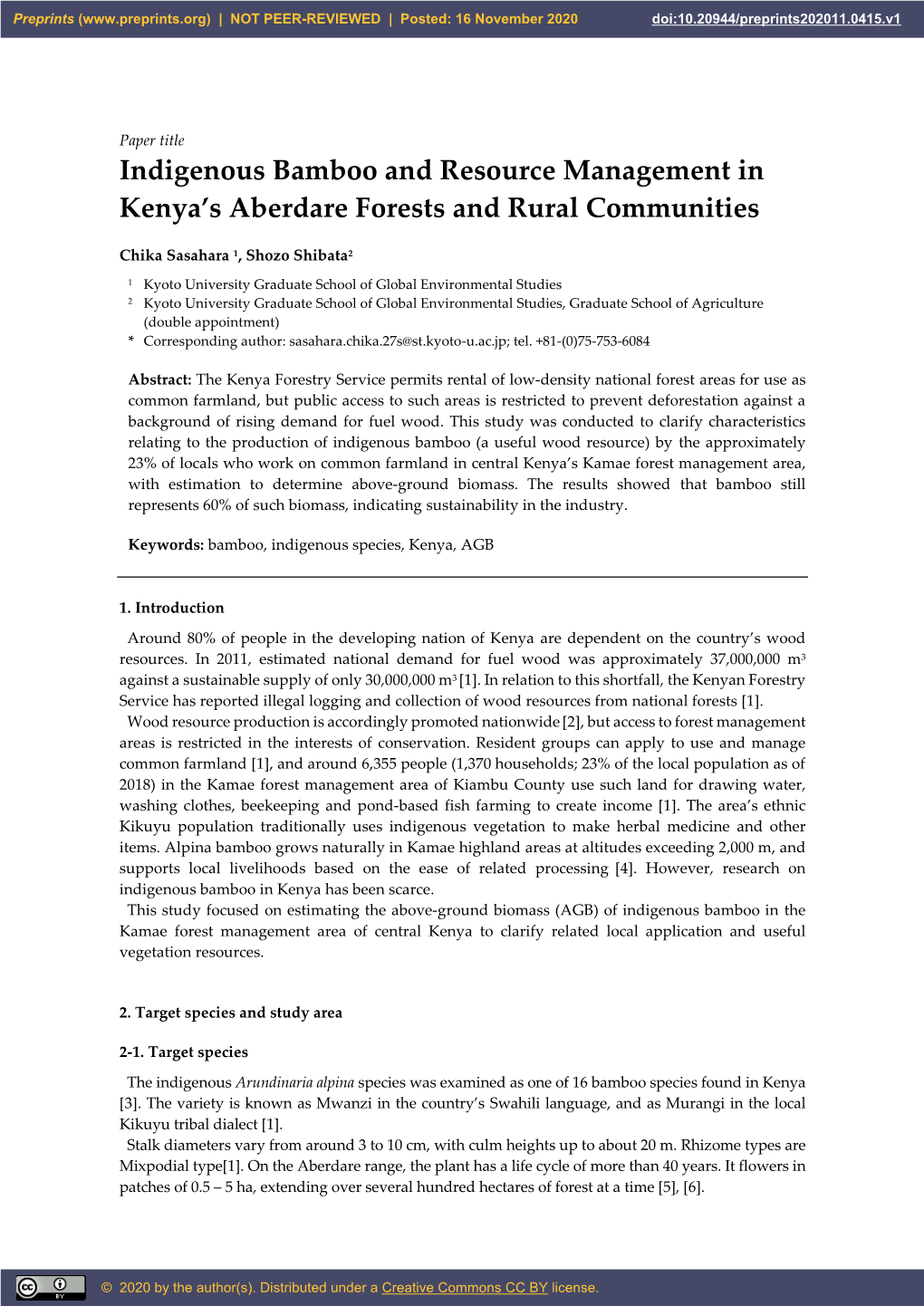 Indigenous Bamboo and Resource Management in Kenya's Aberdare