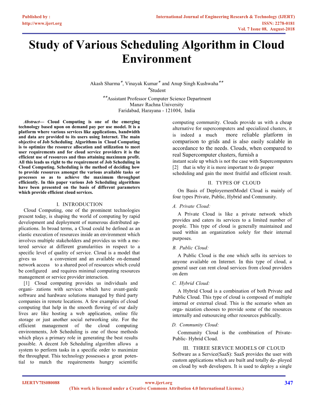 Study of Various Scheduling Algorithm in Cloud Environment