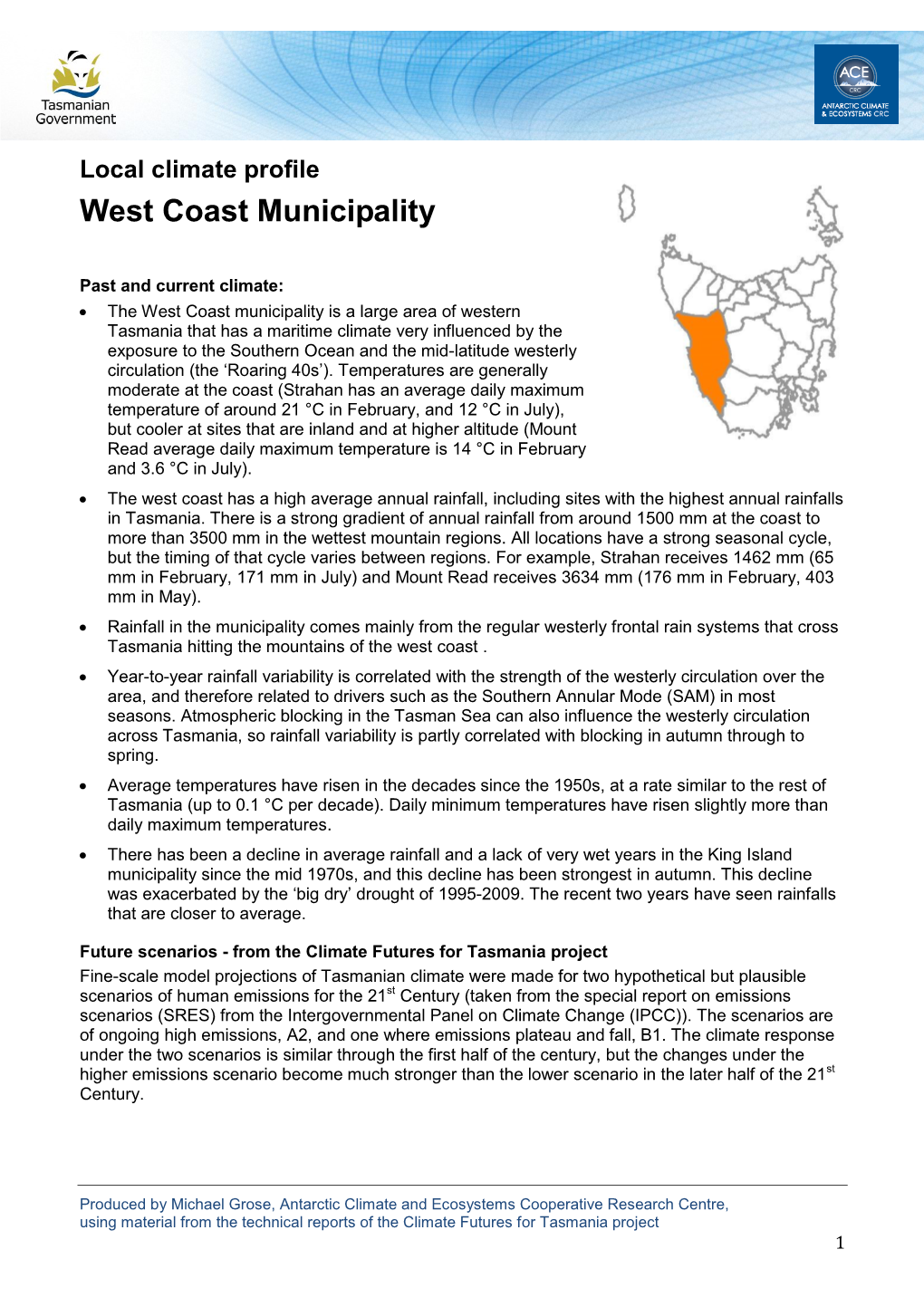 West Coast Climate Profile