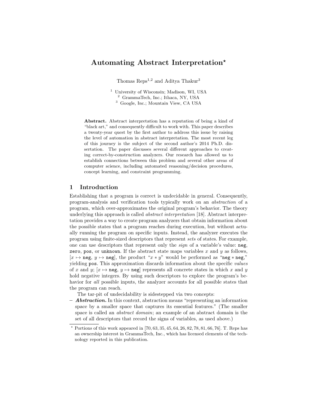 Automating Abstract Interpretation⋆