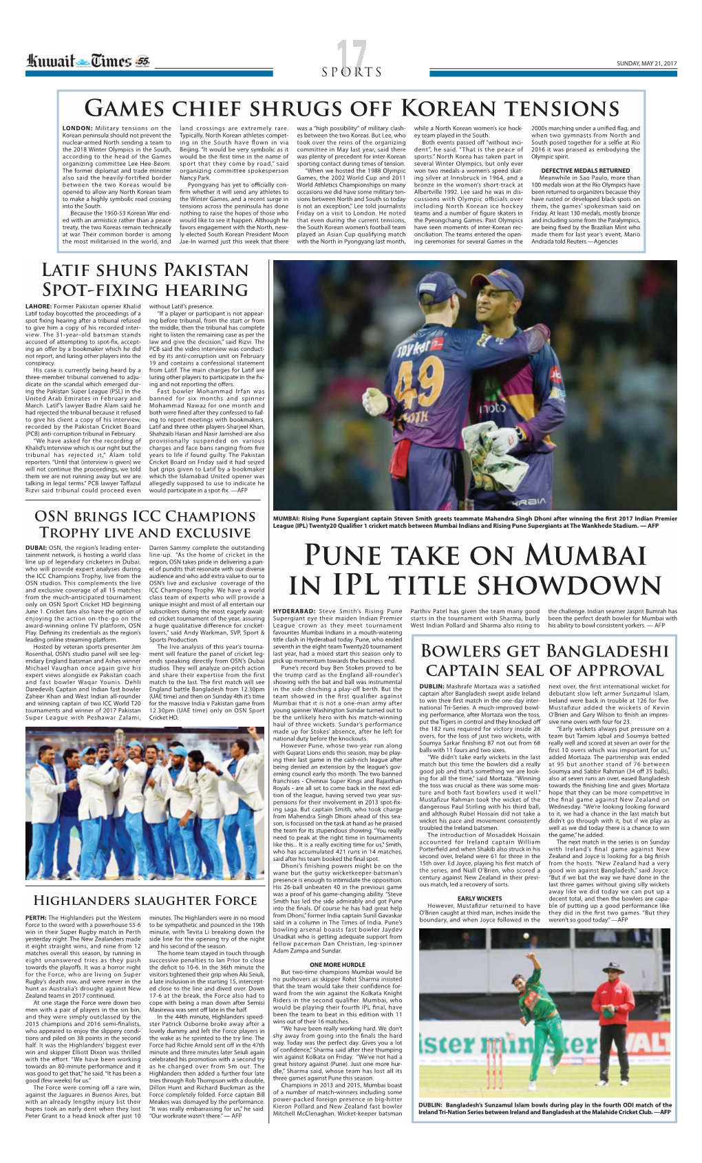 PUNE Take on Mumbai in IPL Title Showdown