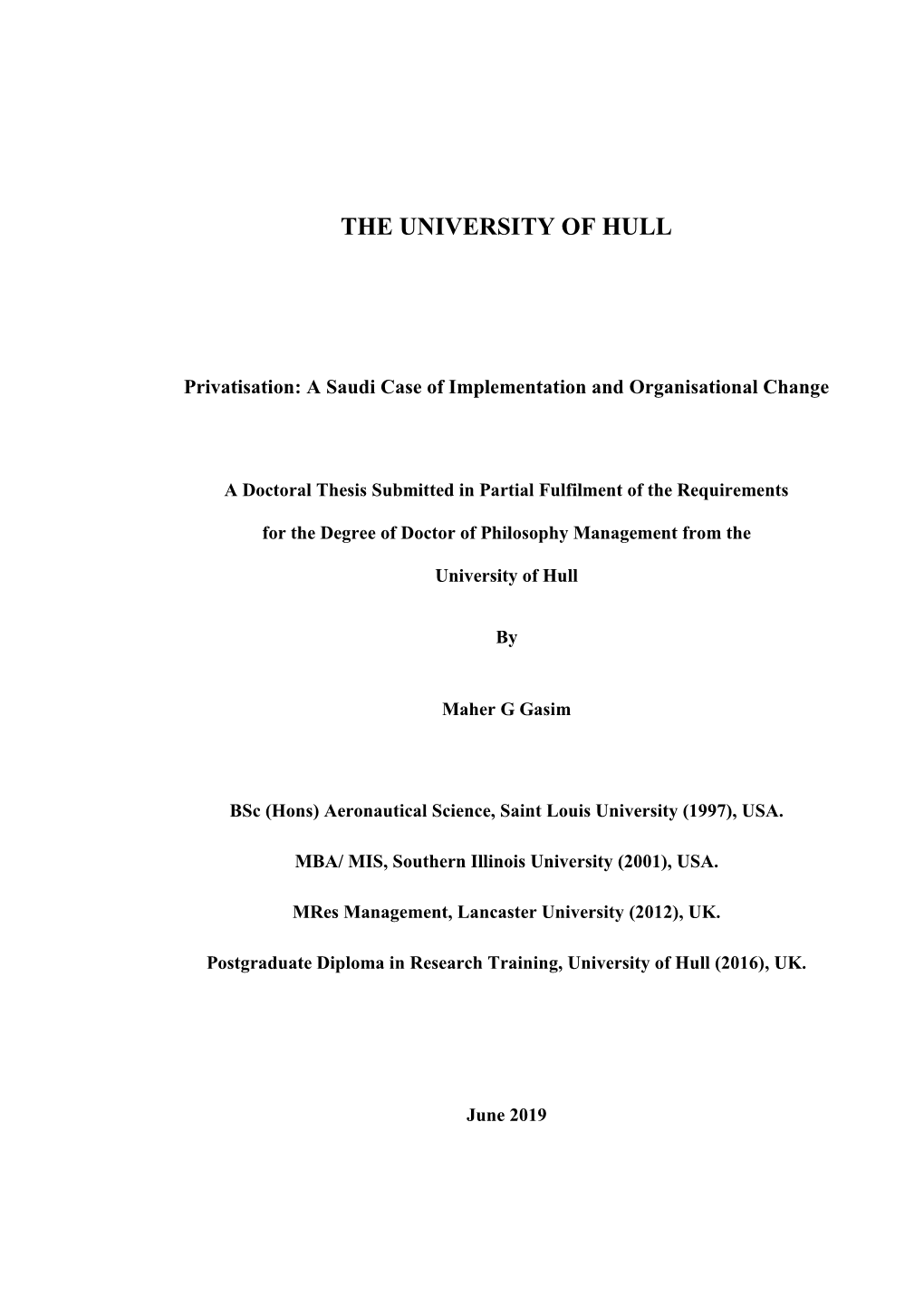 Privatisation: a Saudi Case of Implementation and Organisational Change