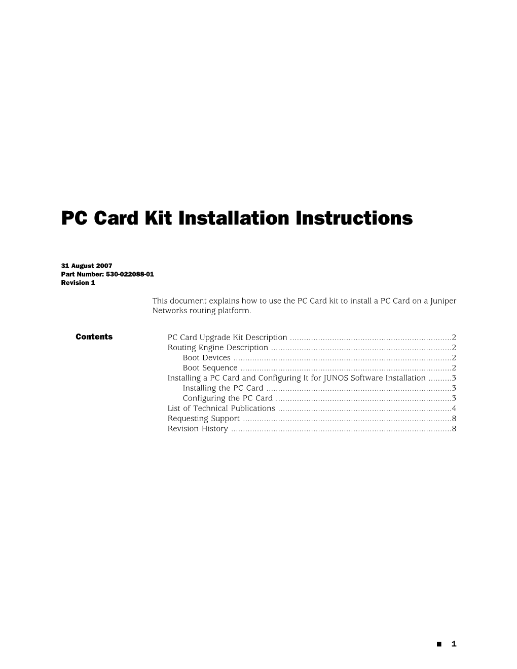 PC Card Kit Installation Instructions