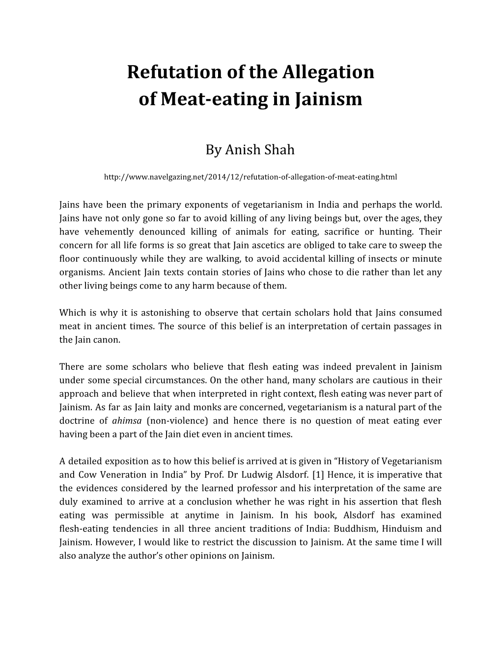 Refutation of the Allegation of Meat-Eating in Jainism