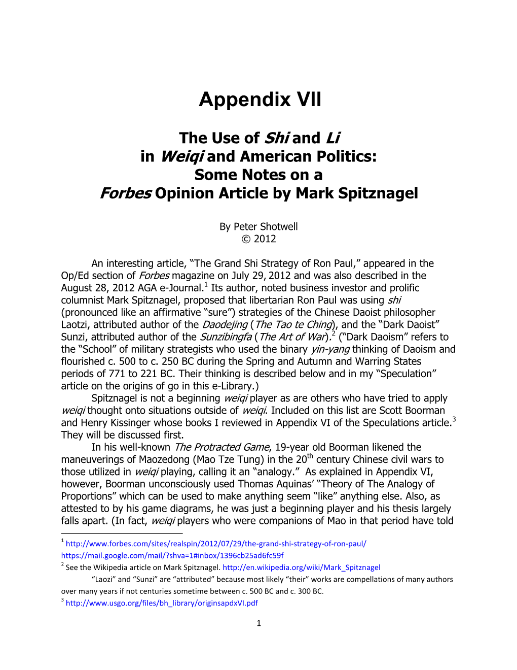 Appendix VII