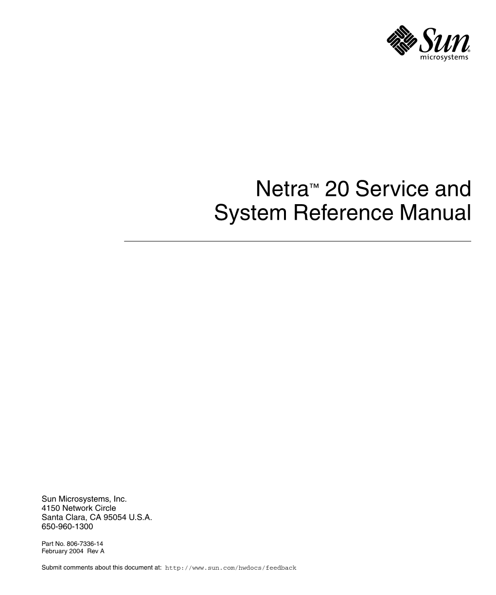 Netra 20 Service and System Reference Manual