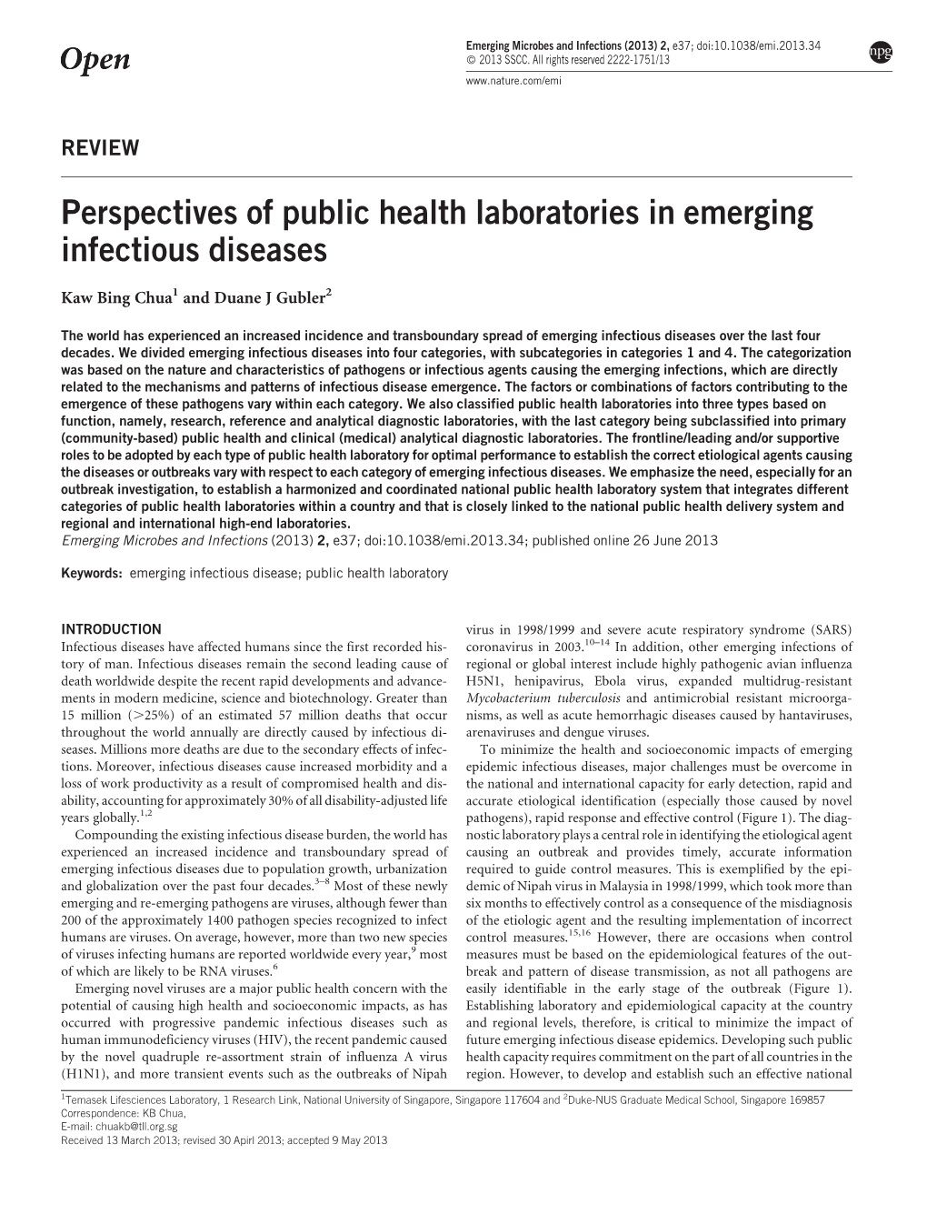 Perspectives of Public Health Laboratories in Emerging Infectious Diseases