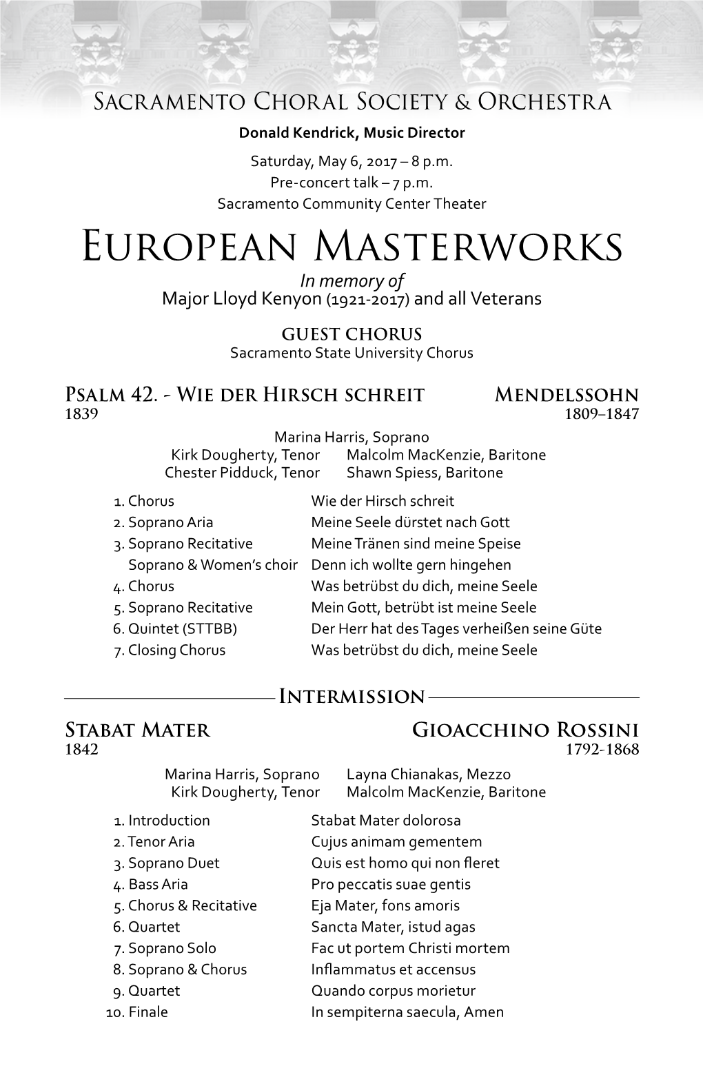 European Masterworks in Memory of Major Lloyd Kenyon (1921-2017) and All Veterans