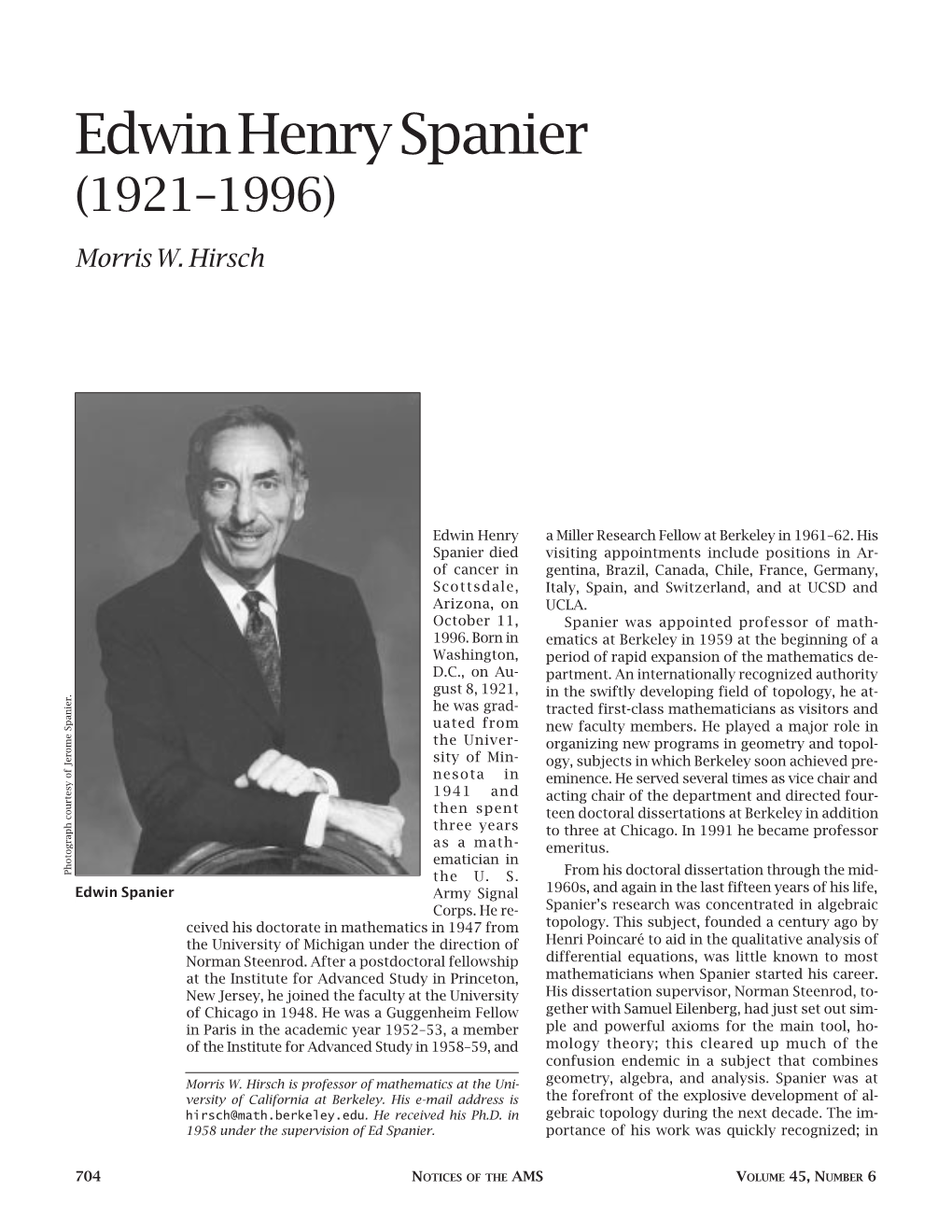 Edwin Henry Spanier 1921--1996