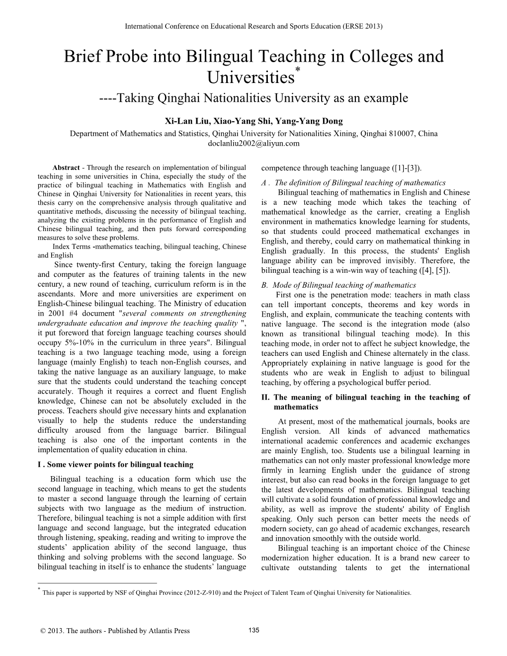 Preparation of Papers in a Two-Column Format for the 21St