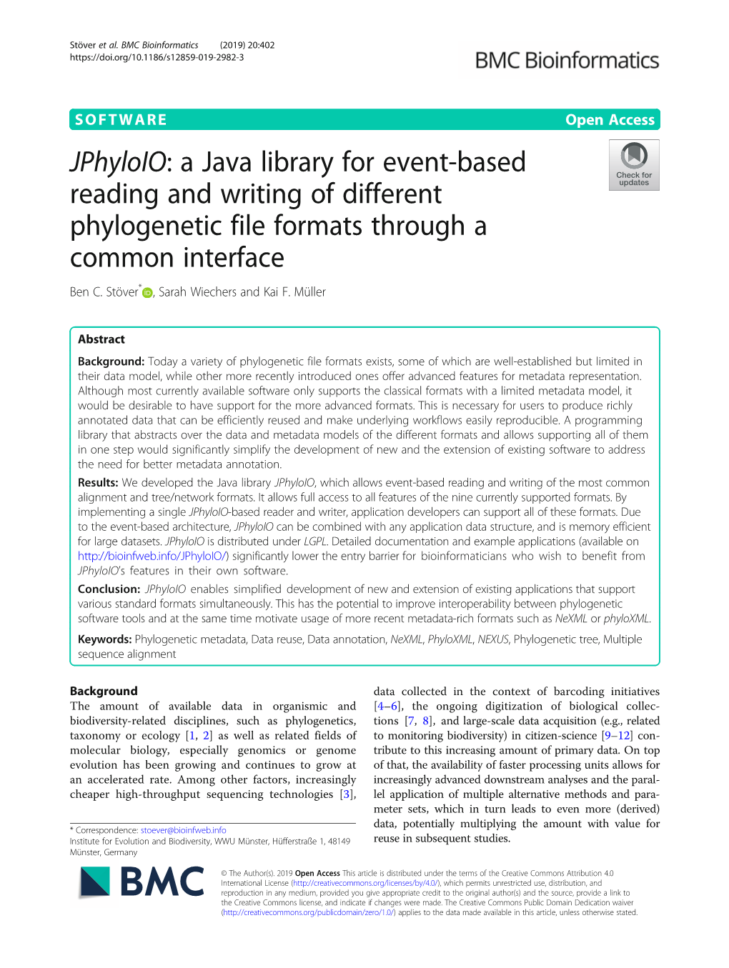 A Java Library for Event-Based Reading and Writing of Different Phylogenetic File Formats Through a Common Interface Ben C