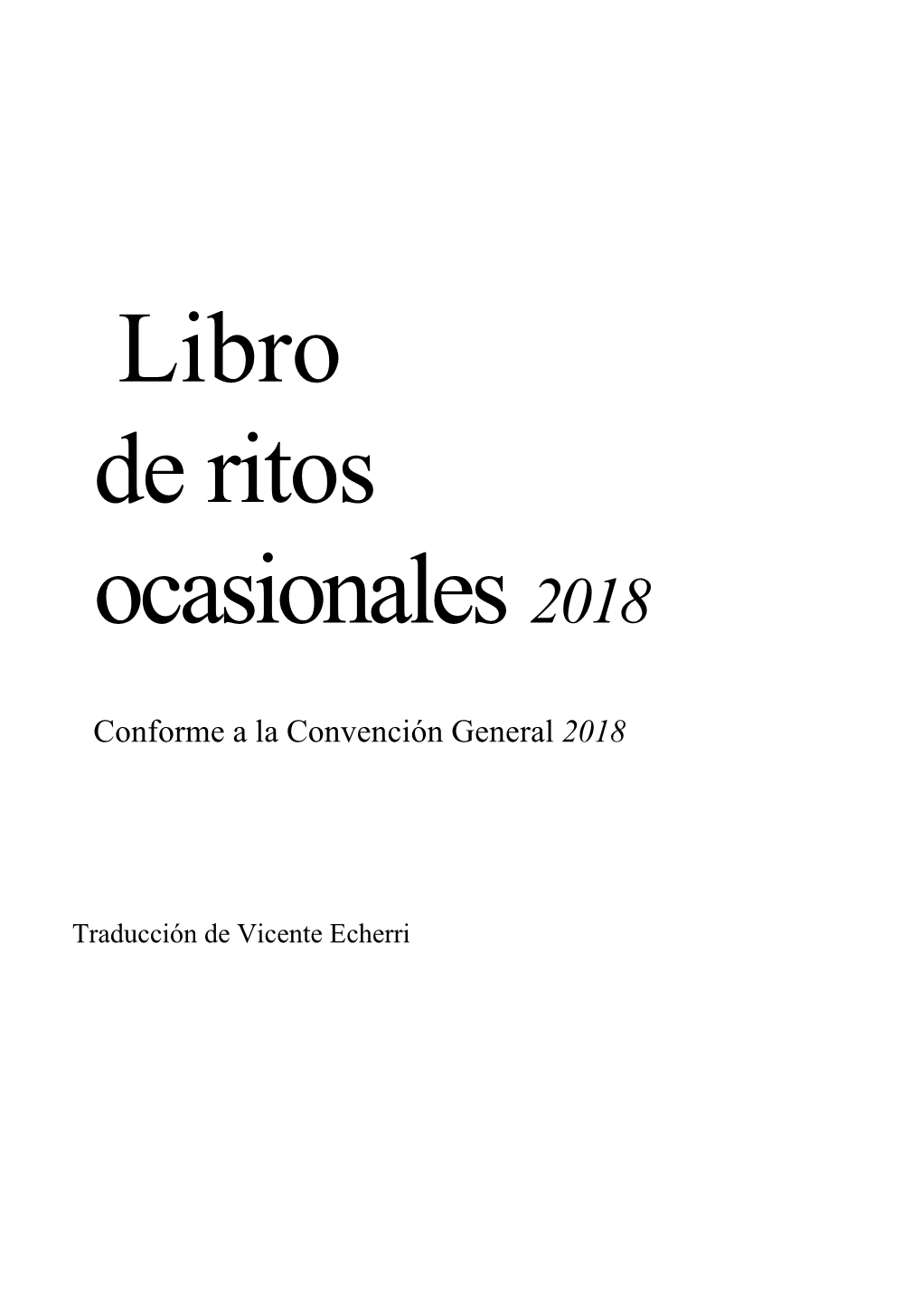 Libro De Ritos Ocasionales 2018