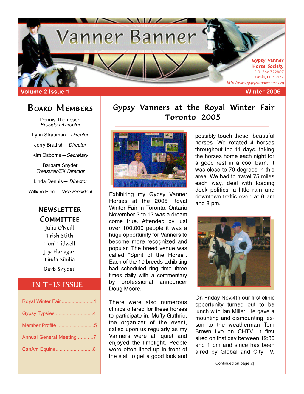 Gypsy Vanners at the Royal Winter Fair Toronto 2005 in THIS ISSUE