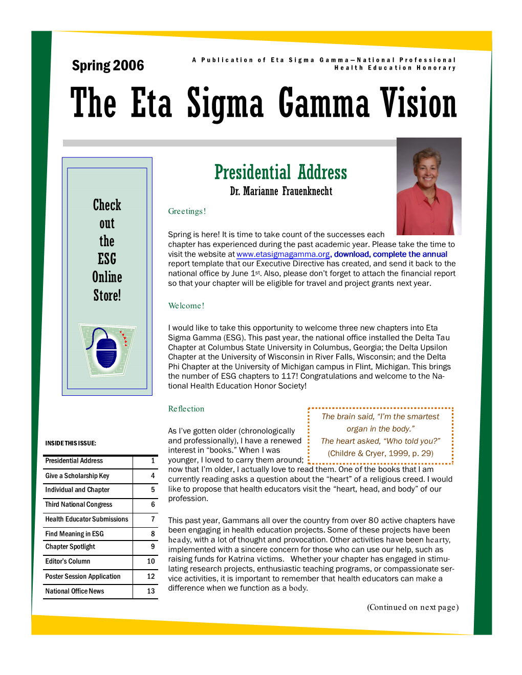 The Eta Sigma Gamma Vision