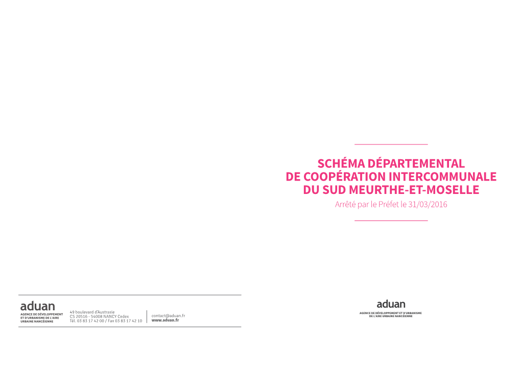 Schéma Départemental De Coopération Intercommunale Du Sud Meurthe-Et-Moselle