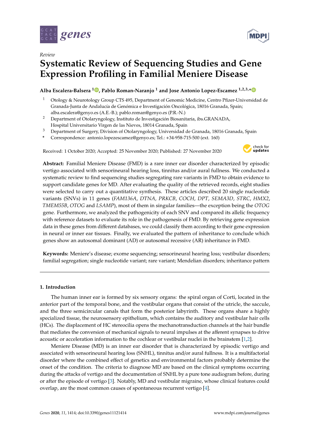 Systematic Review of Sequencing Studies and Gene Expression Profiling in Familial Meniere Disease