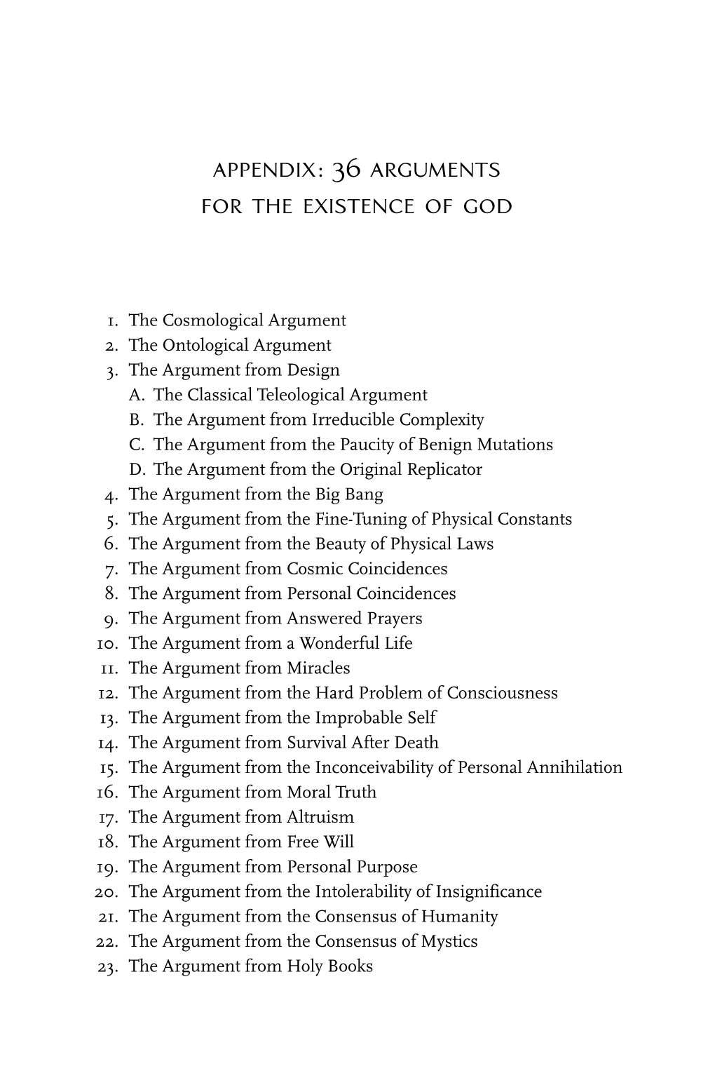 36 Arguments for the Existence of God