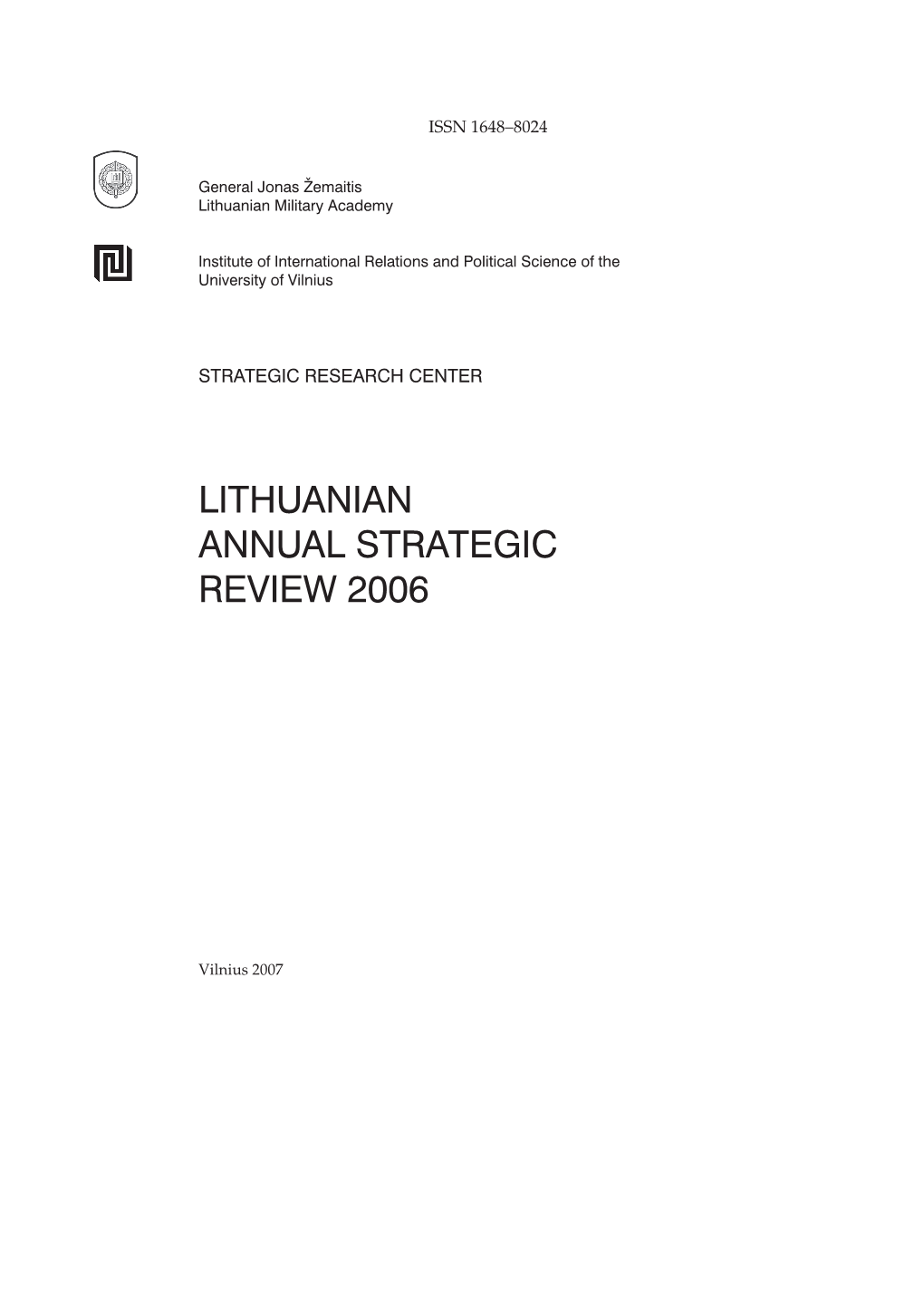 Lithuanian Annual Strategic Review 2006