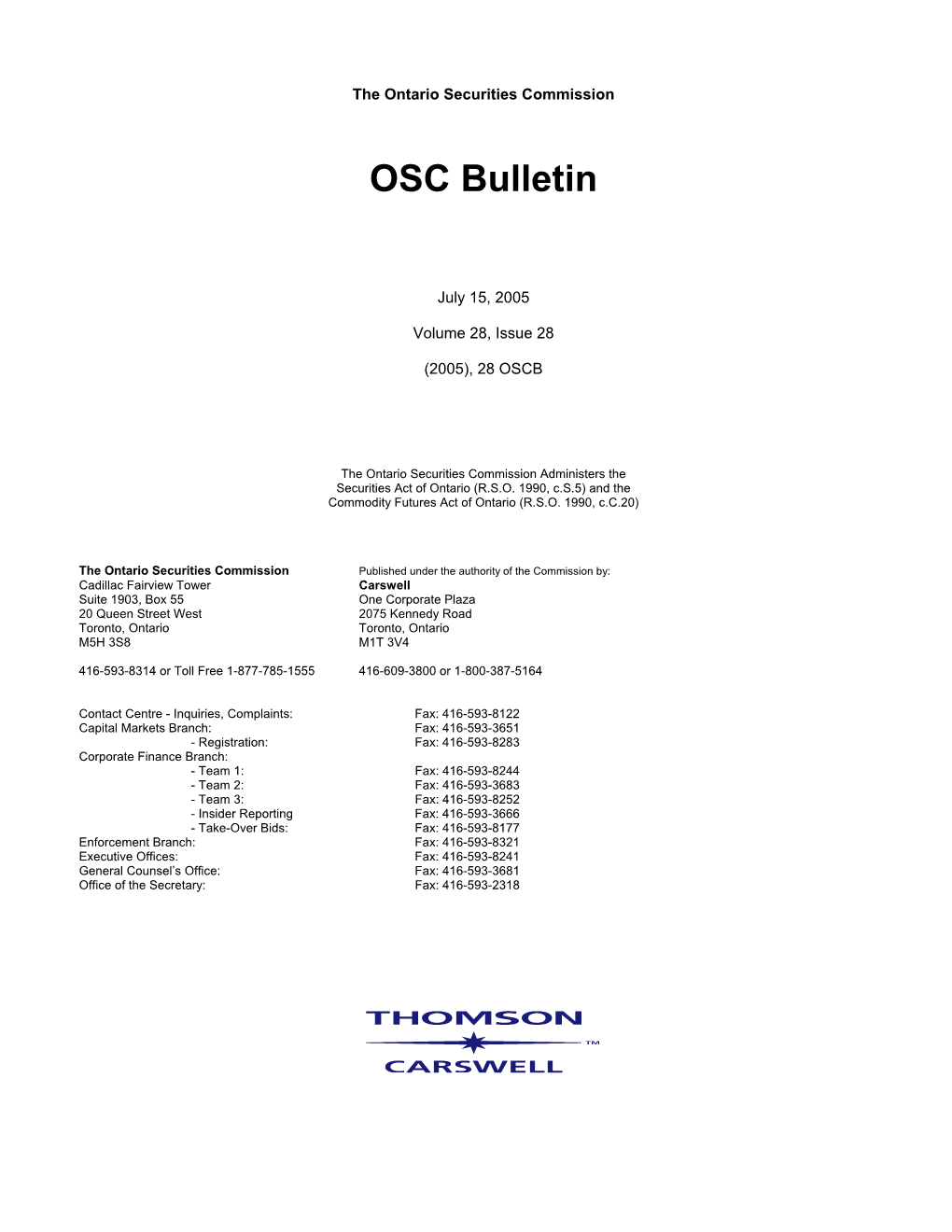 OSC Bulletin