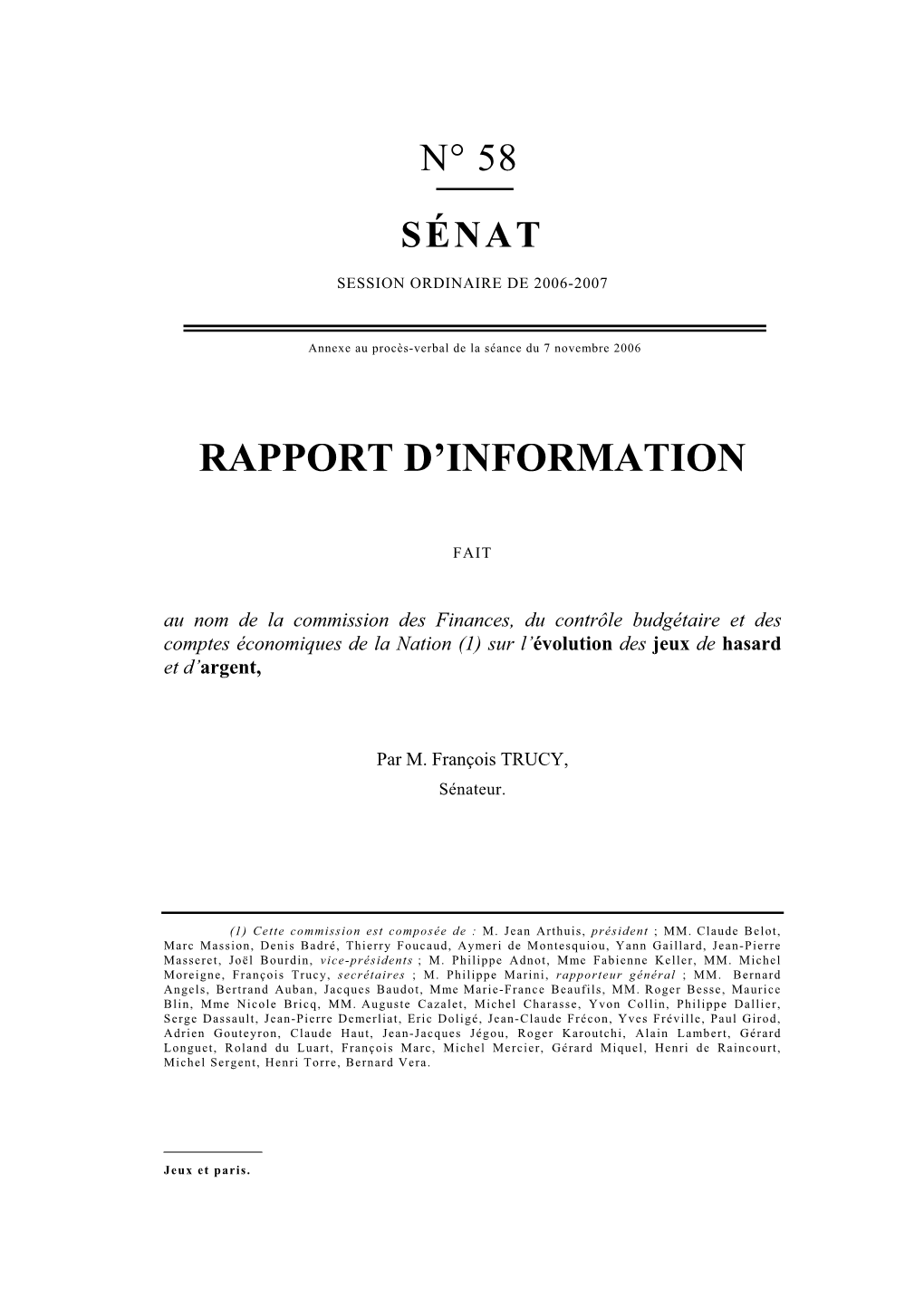 Rapport D'information De M