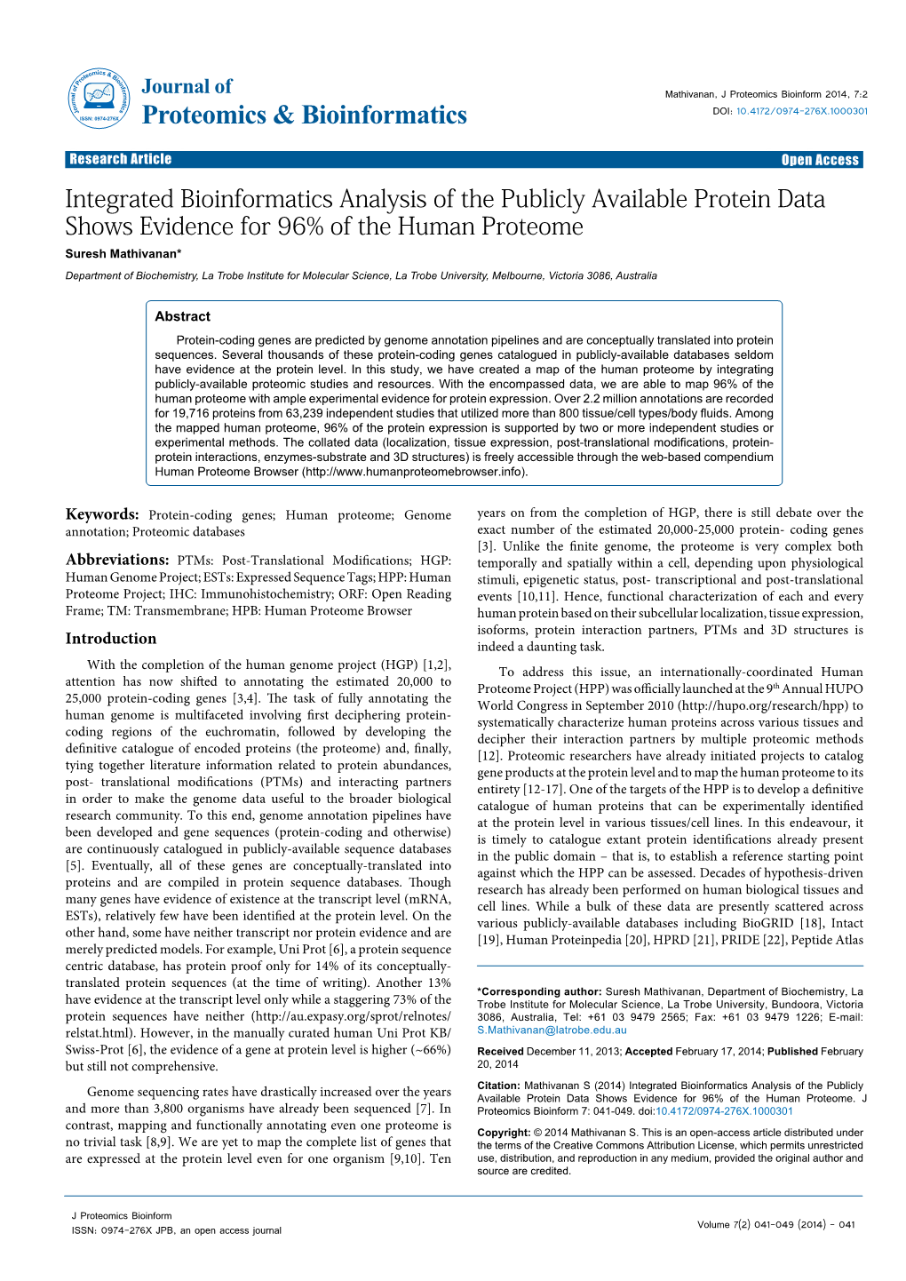 Integrated Bioinformatics Analysis of the Publicly Available Protein Data