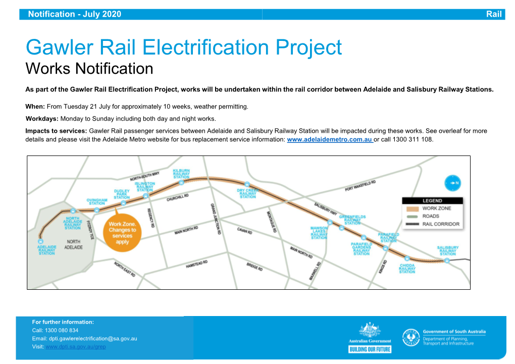 Gawler Rail Electrification Project Works Notification