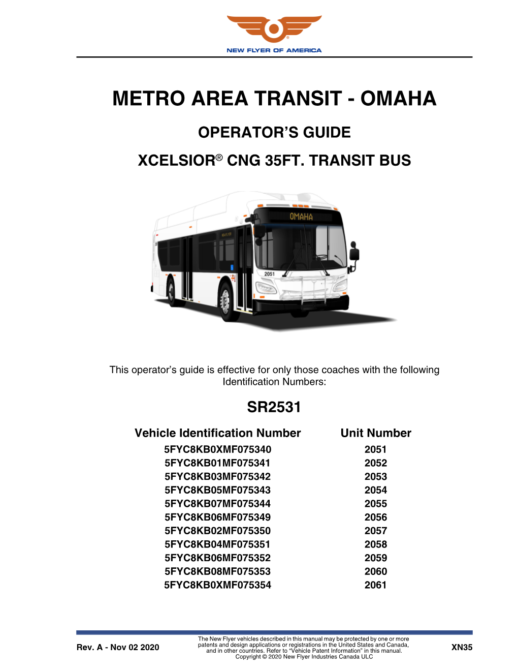 SR2531 Operator's Guide, Metro Area Transit