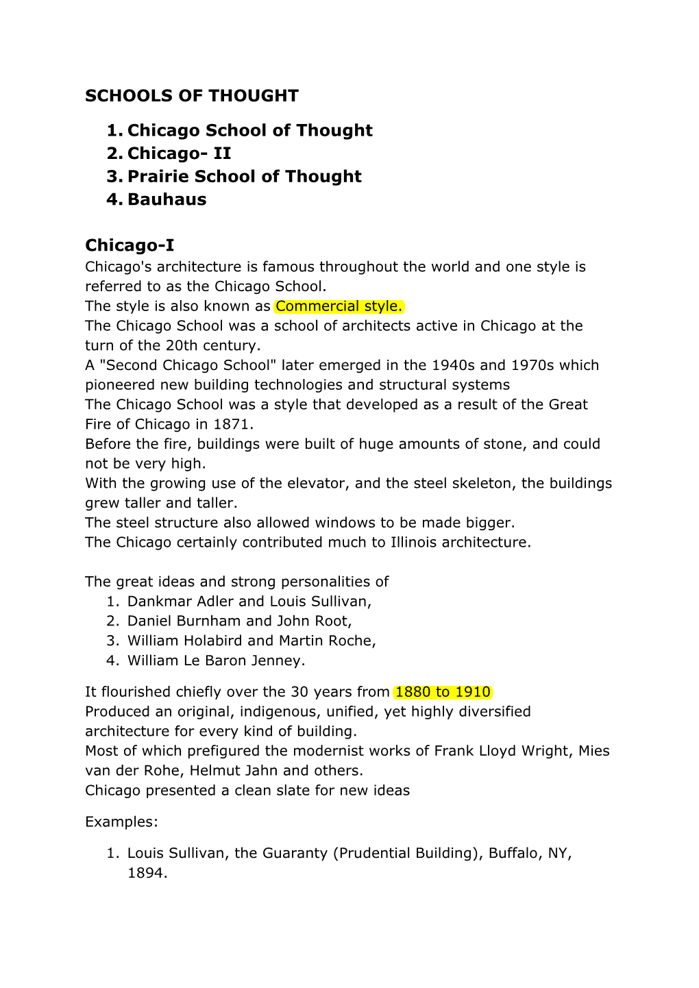 SCHOOLS of THOUGHT 1. Chicago School of Thought 2. Chicago- II 3