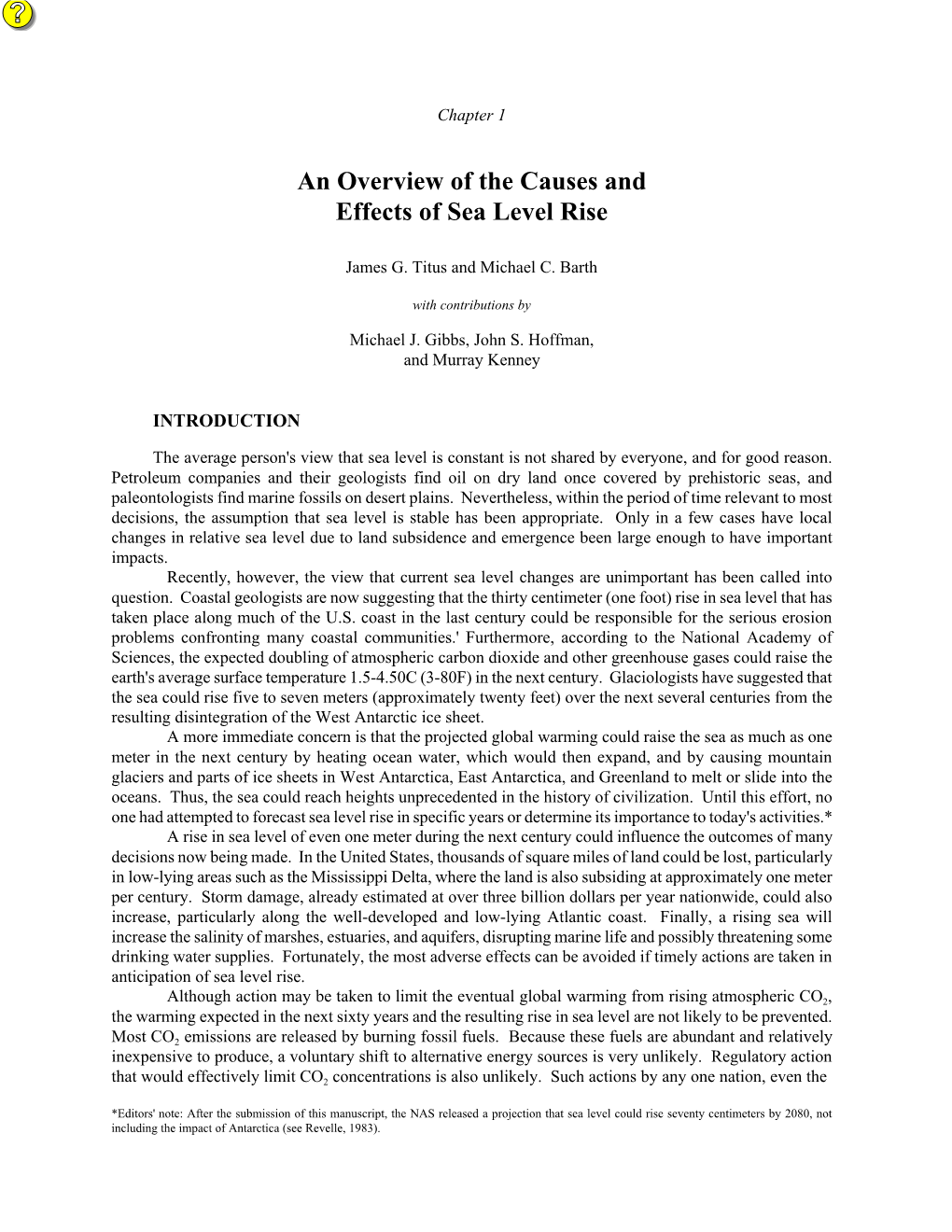 Greenhouse Effect and Sea Level Rise