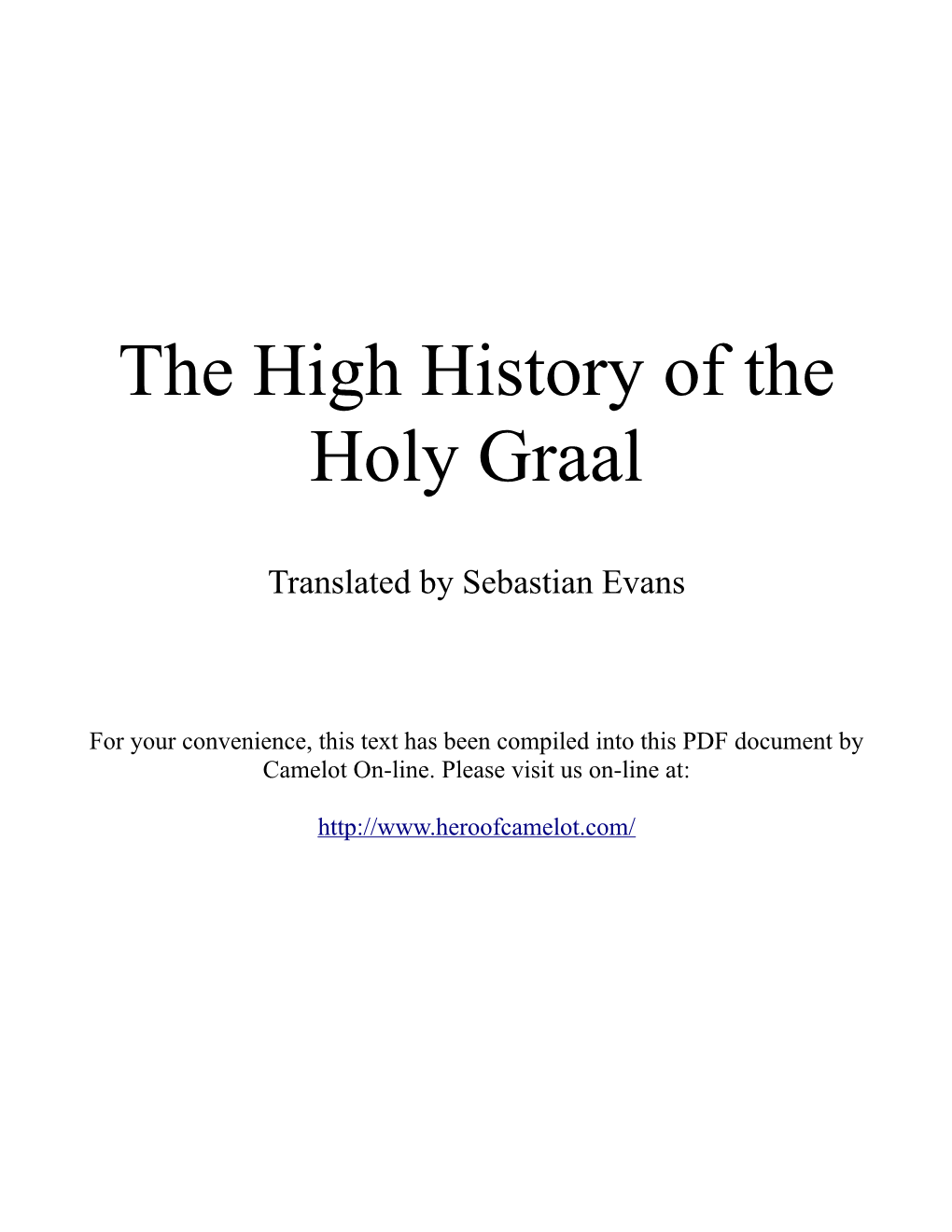 The High History of the Holy Graal