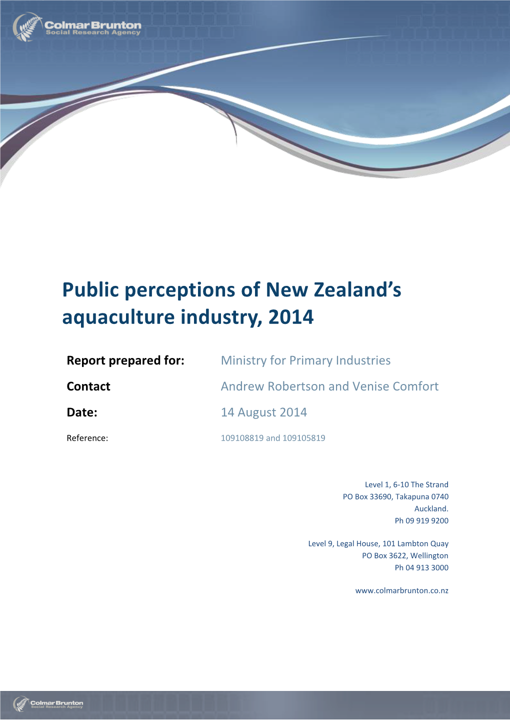 Public Perceptions of Aquaculture – New Zealand