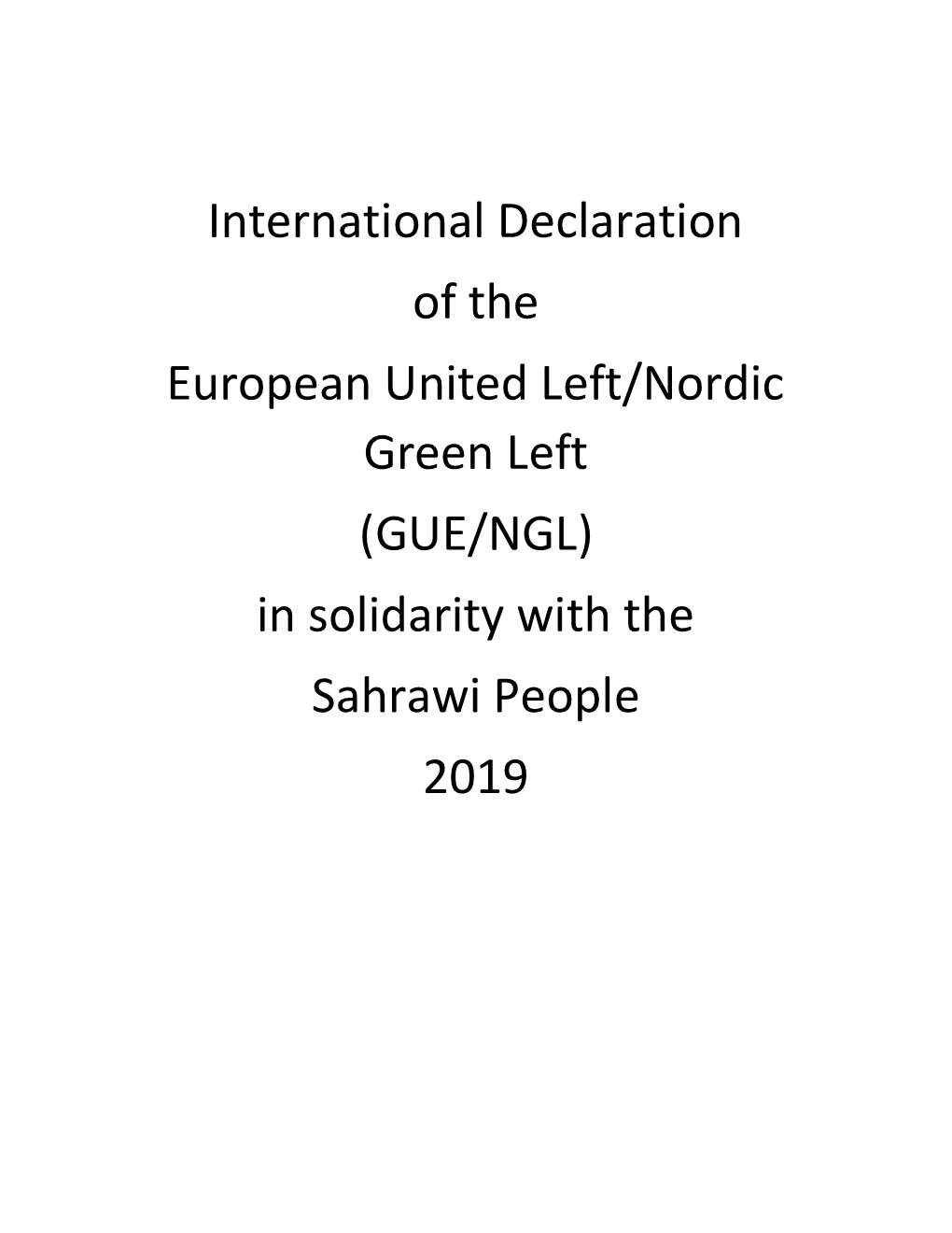 (GUE/NGL) in Solidarity with the Sahrawi People 2019