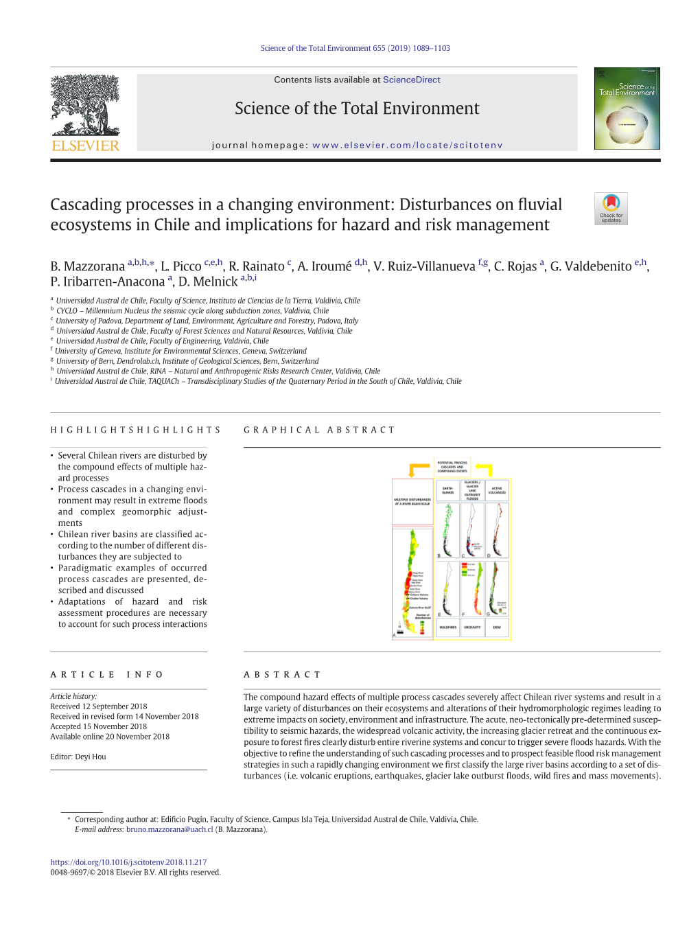 Cascading Processes in a Changing Environment: Disturbances on Fluvial Ecosystems in Chile and Implications for Hazard and Risk