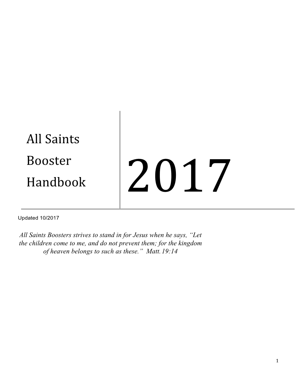 All Saints Booster Handbook 2017