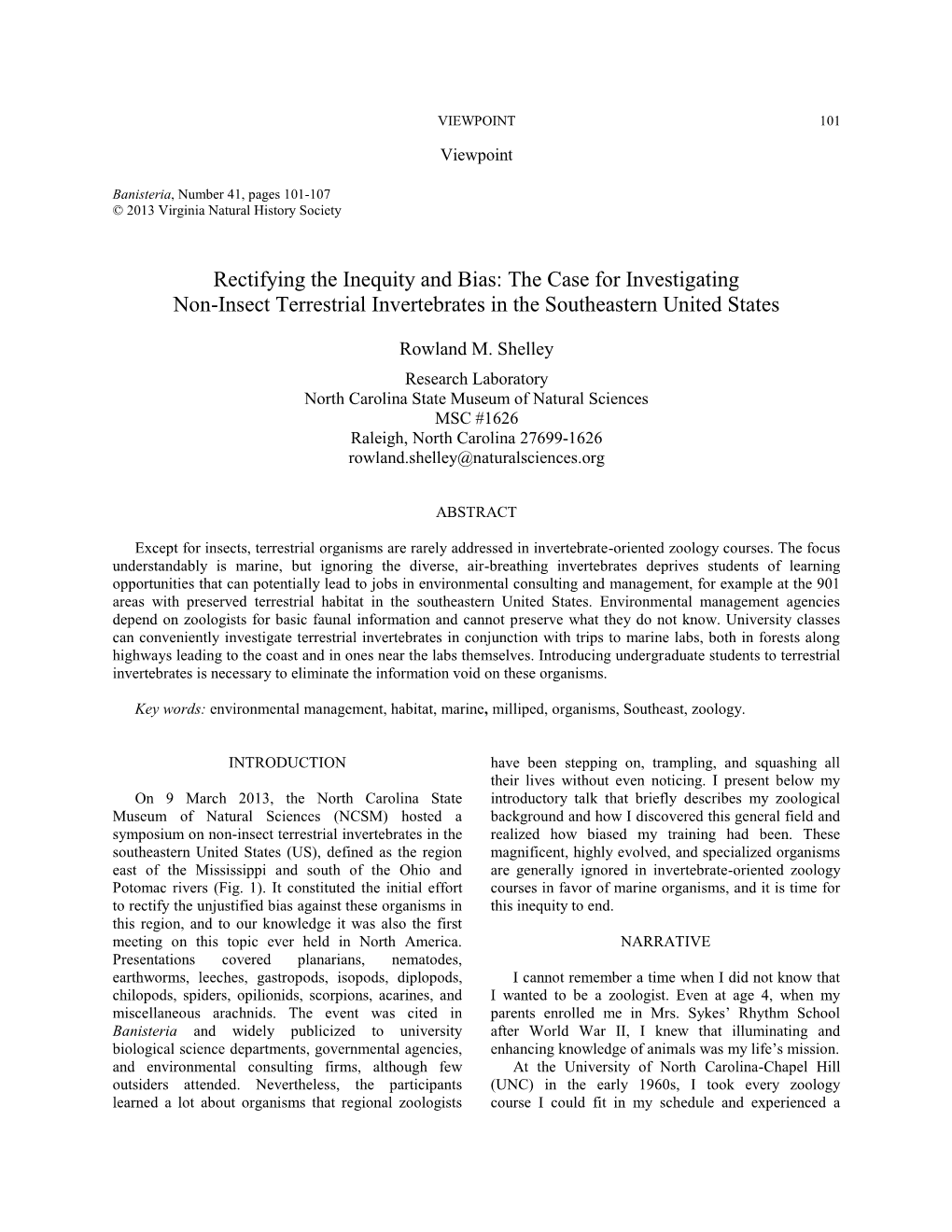 The Case for Investigating Non-Insect Terrestrial Invertebrates in the Southeastern United States