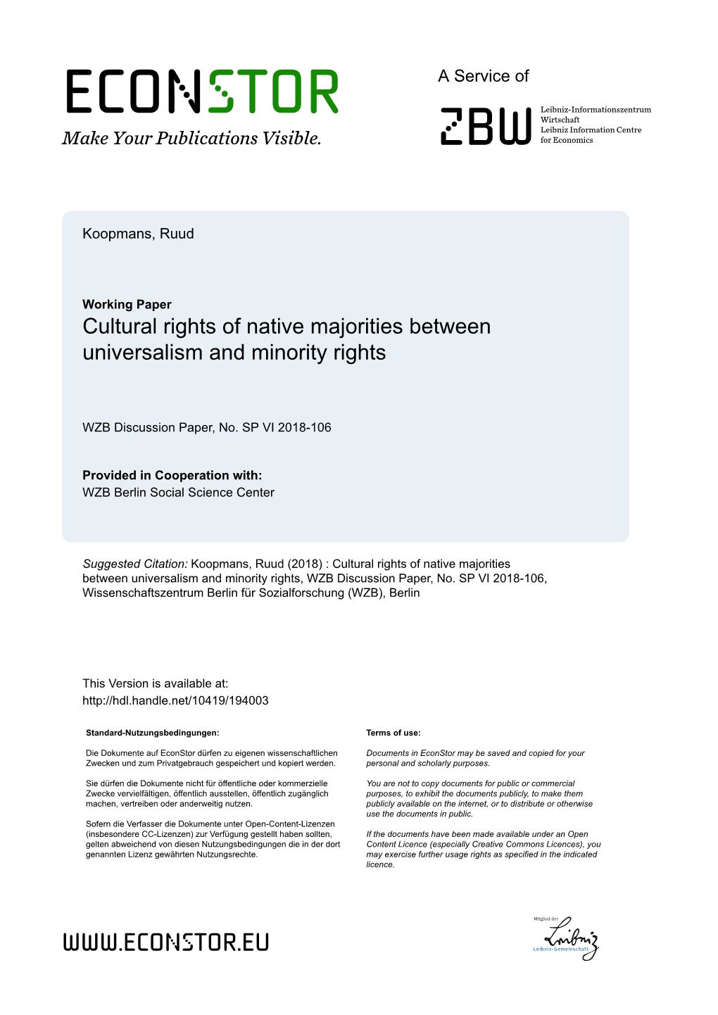 Cultural Rights of Native Majorities Between Universalism and Minority Rights