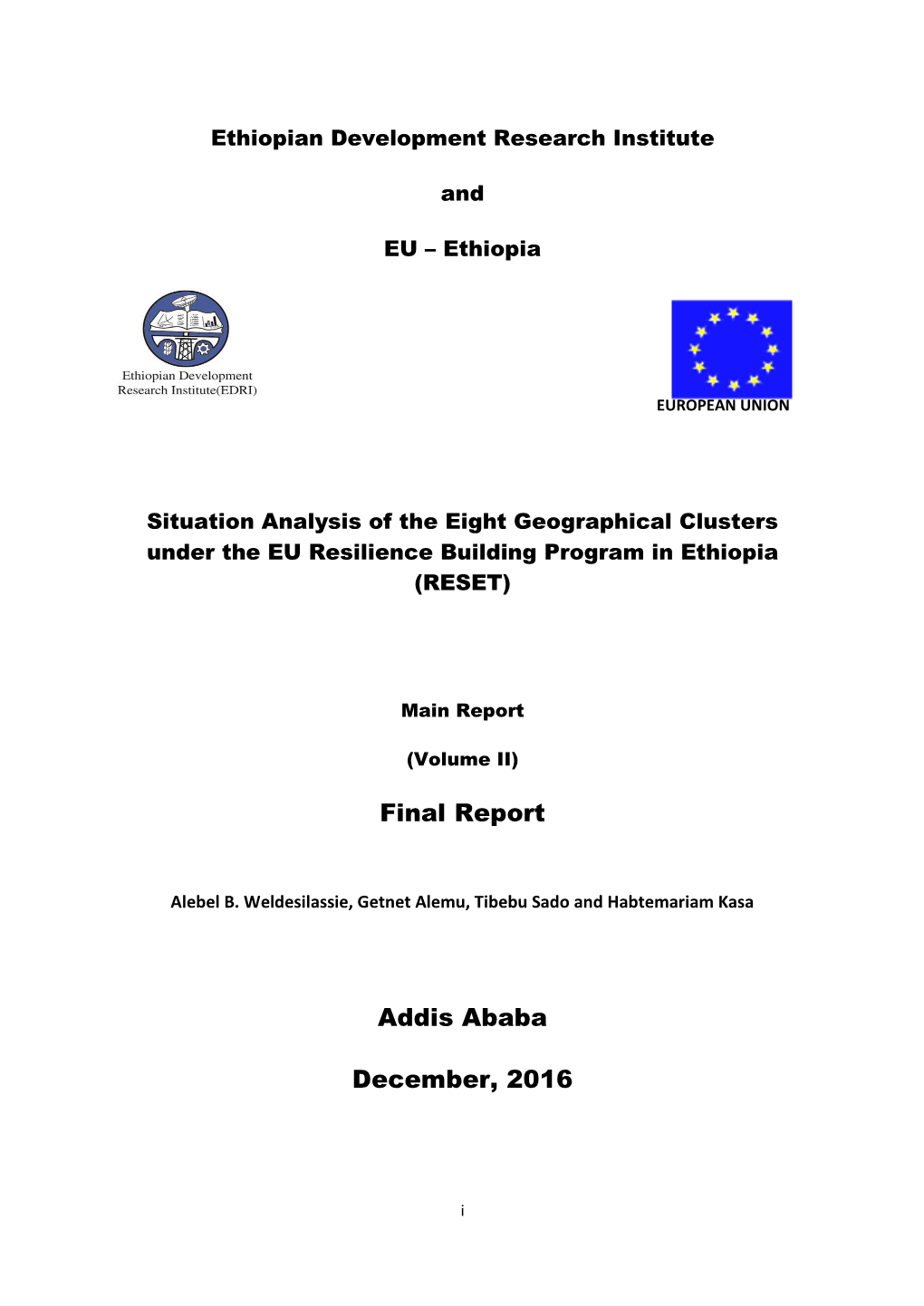 Final Report Addis Ababa December, 2016