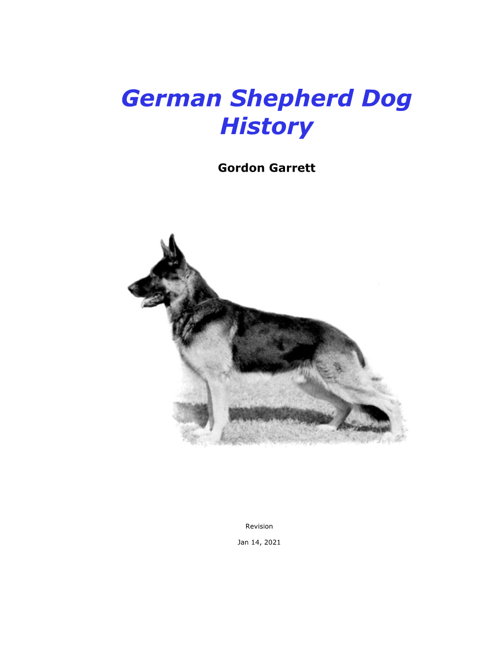 German Shepherd Dog History Gordon Garrett