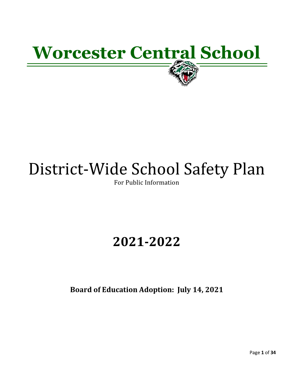 Worcester Central School District-Wide School Safety Plan