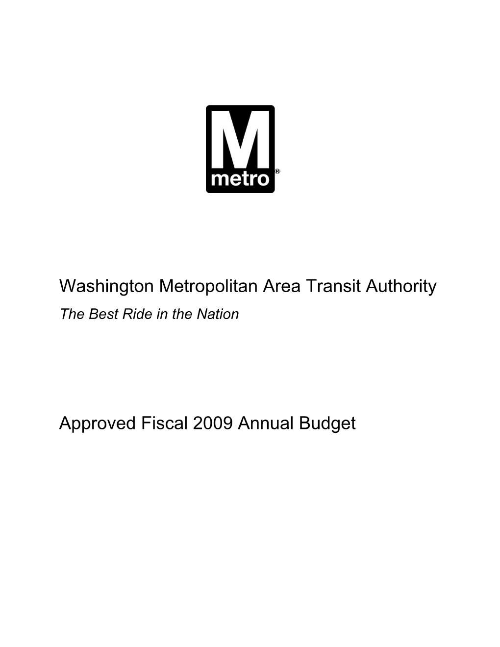 Approved Fiscal 2009 Annual Budget