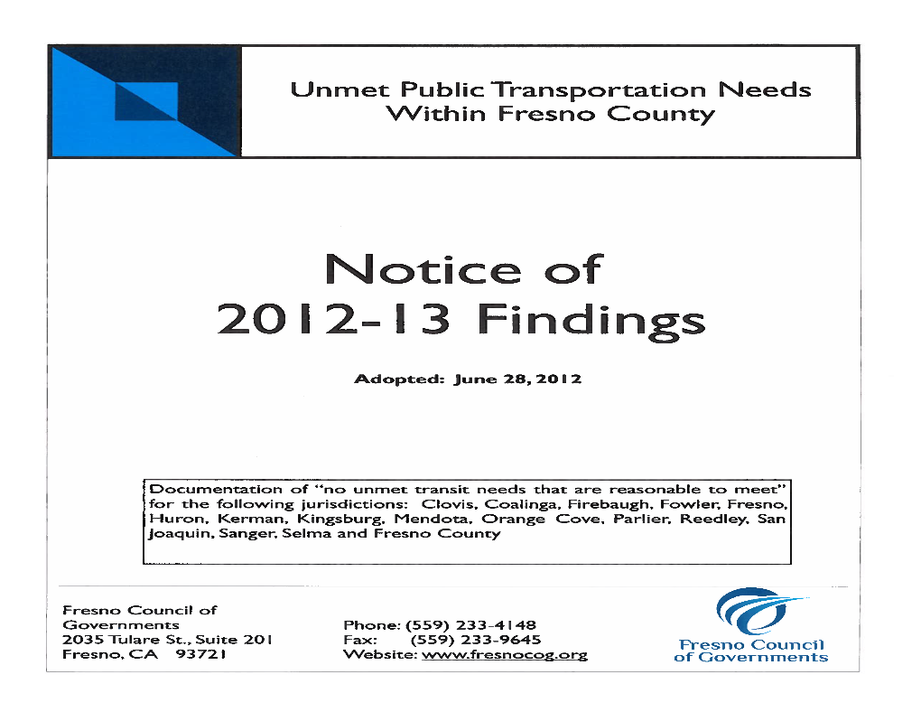 Notice of 2012-13 Findings