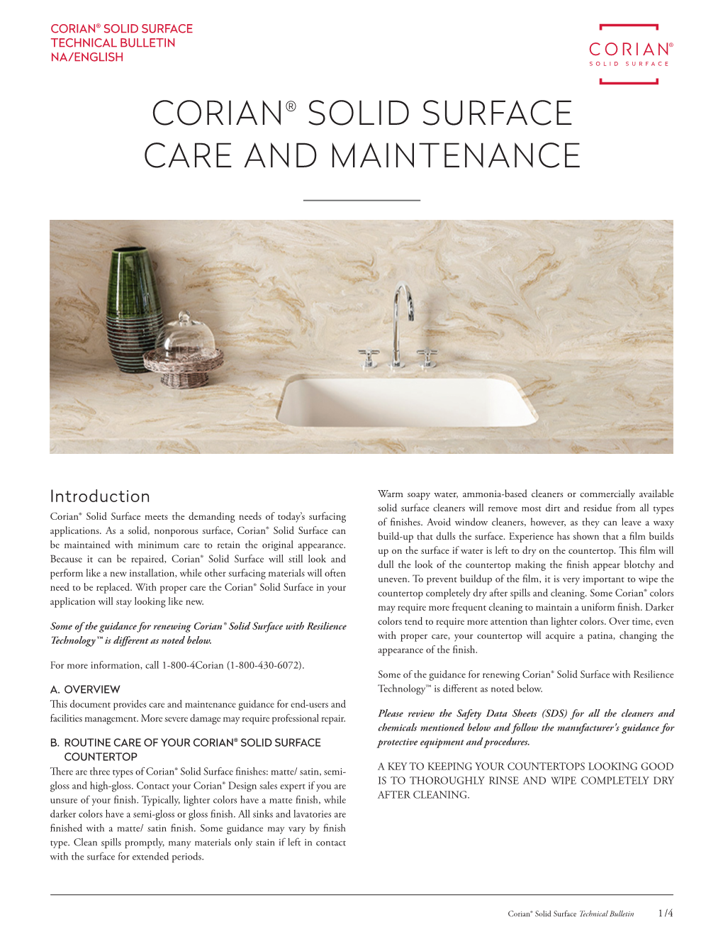 Corian® Solid Surface Care and Maintenance