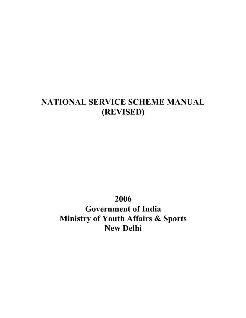 National Service Scheme Manual (Revised)