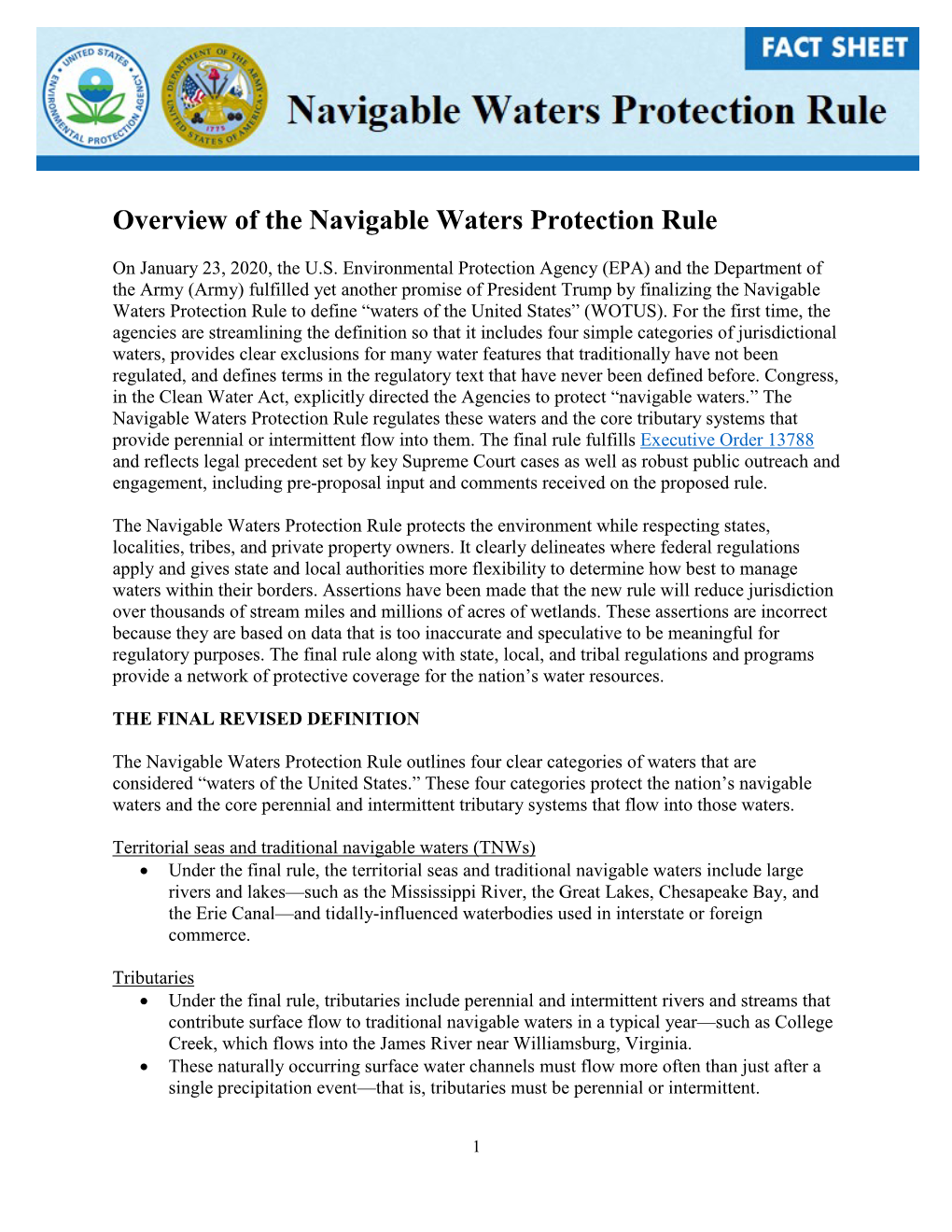 Overview of the Navigable Waters Protection Rule