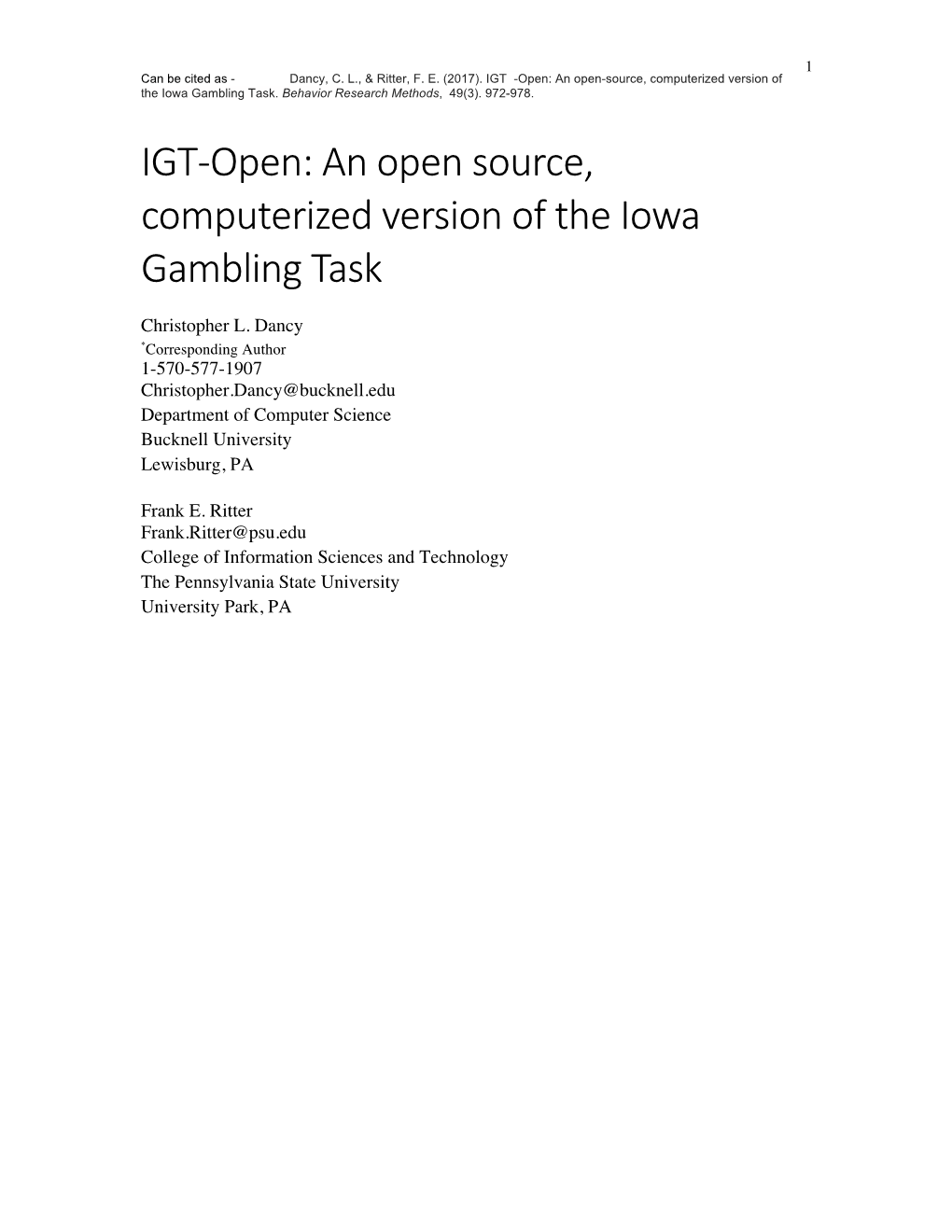 An Open Source, Computerized Version of the Iowa