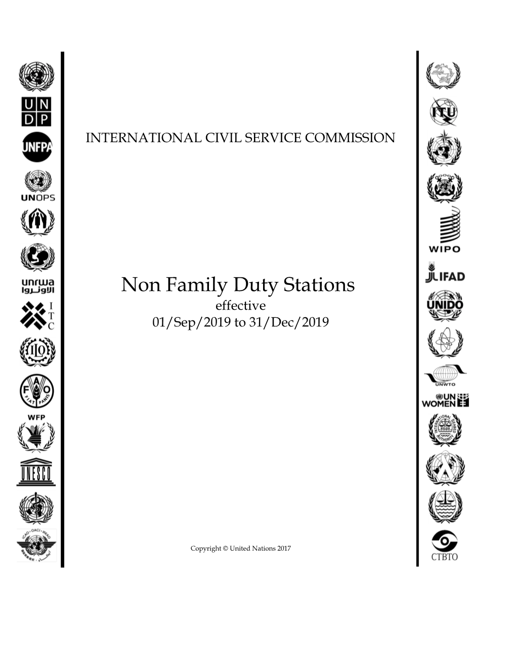 Non Family Duty Stations Effective 01/Sep/2019 to 31/Dec/2019